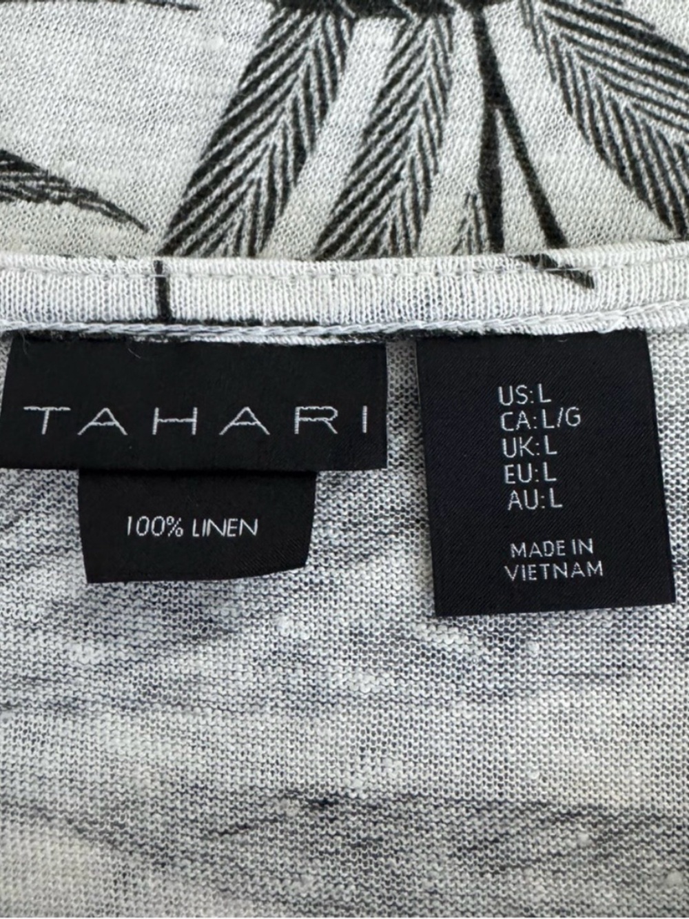Tahari Linen Short Sleeve T-Shirt Womens Size L Blue Green Black White Lot of 2 - Picture 8 of 16